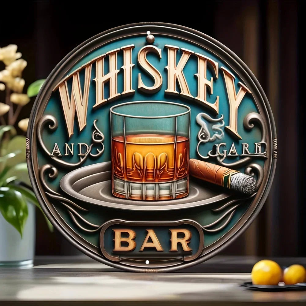 Whisky & Cigar Lounge - Premium Vintage Metalskilt